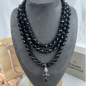 Vivienne Westwood Three Row Pearl Bas Relief Choker in Silver (Brand New)